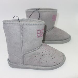 NEW Bebe Gray with Pink Rhinestones Boots Booties Girls Size 2
